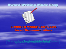 Award Writing Made Easy - Welcome to the District 9ER Web Site