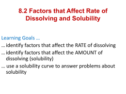 8.1 Types of Solutions 8.2 Factors that Affect Rate of