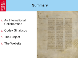 The Codex Sinaiticus Project