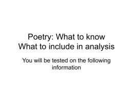 Poetry: What to know What to include in analysis
