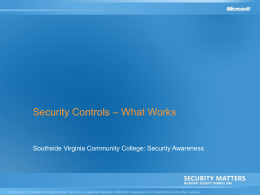 Security Controls - Southside Virginia Community College