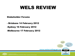 WELS stakeholder forums' presentation