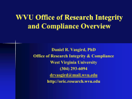 ORC Intro Provost - West Virginia University