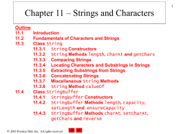 Chapter 11 – Strings and Characters