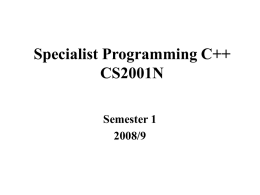 Specialist Programming C++ CS2001N(IM202)