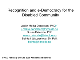 Recognition and e-Democracy for the Disabled Community