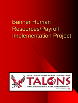 Banner Human Resources/Payroll System Replacement Project