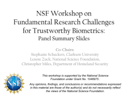 NSF Workshop on Fundamental Research Challenges for