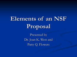 Elements of an NSF Proposal - The University of Tennessee
