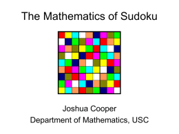 PME/GMC Sudoku Talk #1 - Department of Mathematics