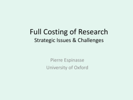 Full Economic Costing of Research The UK Experience Workshop 2