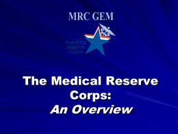 Medical Reserve Corps: An Overview