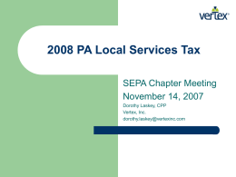 2008 PA Local Services Tax - SEPA