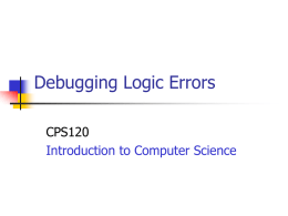 Debugging Logic Errors - Washtenaw Community College