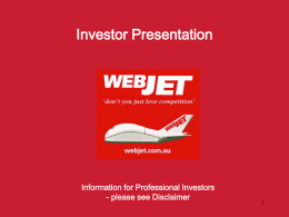 Webjet Investor Presentation