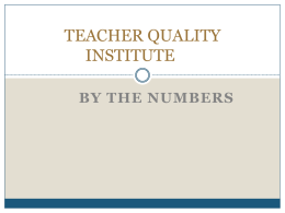 TEACHER QUALITY INSTITUTE
