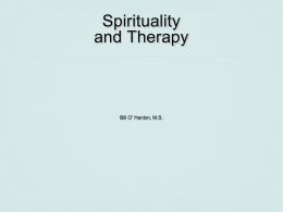Spirituality and Therapy