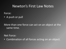 Newton’s First Law Notes - Kent City School District