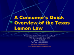 A Consumer's Brief Overview About the Texas Lemon Law