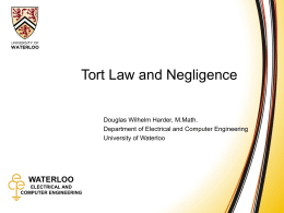 Tort Law and Negligence - University of Waterloo