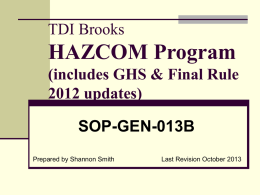 TDI Brooks HAZCOM Program