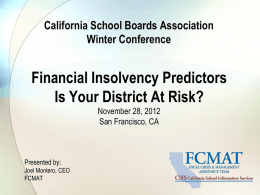 Financially Troubled Districts and How to Stay out of Trouble