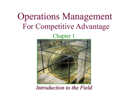 Production and Operations Management: Manufacturing and