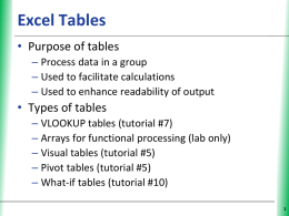 Tutorial 5: Working with Excel Tables, PivotTables