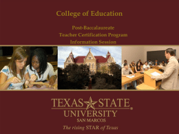 College of Education - Texas State University