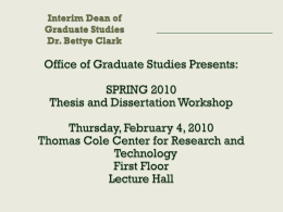 OFFICE OF GRADUATE STUDIES THESIS AND DISSERTATION …