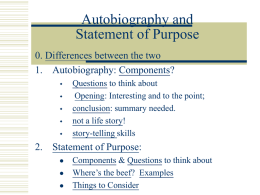 Autobiography and Statement of Purpose