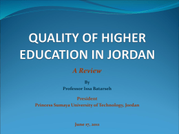 QUALITY OF HIGHER EDUCATION IN JORDAN