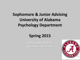 Premajor Advising Psychology Department