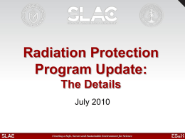 Radiation Protection Program Update