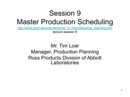 Session 8 Production and Inventory Planning