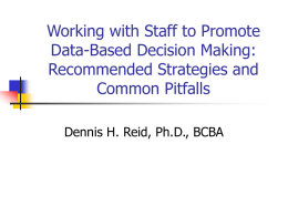 Working with Staff to Promote Data