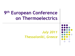 9th European Conference on Thermoelectrics