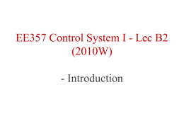 EE462 Fundamentals of Control Systems Engineering