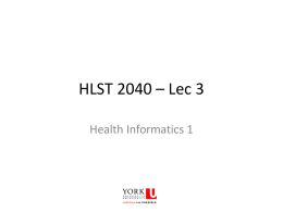 HLST 2040 – Lec 1