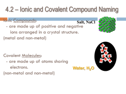4.2 – Ionic and Covalent Compound Naming