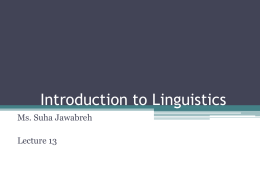 Introduction to Linguistics - An