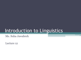 Introduction to Linguistocs - An