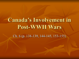 Canada’s Involvement in Wars of the Cold War Era