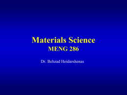 MENG 286 MATERIALS SCIENCE