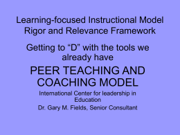 Learning-focused Instructional Model Rigor and Relevance