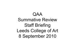 QAA Summative Review at Leeds College of Art