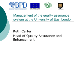 Management of the quality assurance system at the