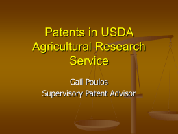 Partnering and Patents in USDA Agricultural Research Service