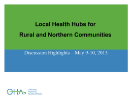 Special OHA Forum on Local Health Hubs for Rural and