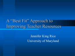 A “Best Fit” Approach to Improving Teacher Resources